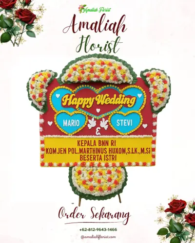 Karangan Papan Bunga Pernikahan di Jatiroyom